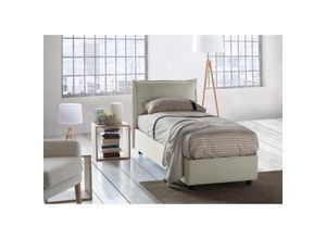 8052773791410 - Dmora - Talamo Italia Einzelbett Zusanne Containerbett mit Stoffbespannung 100% Made in Italy Frontöffnung passend für Matratze Cm 90x190 Beige