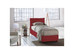 8052773791496 - Dmora - Talamo Italia Einzelbett Zusanne Containerbett mit Stoffbespannung 100% Made in Italy Frontöffnung passend für Matratze Cm 90x190 Rot