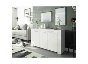 8052773794282 - Anrichte Dalbier Modernes Sideboard mit 3 Türen Buffet im Wohnzimmer Fernsehschrank Sideboard für Wohnzimmer 144x42h80 cm Weiß - Dmora