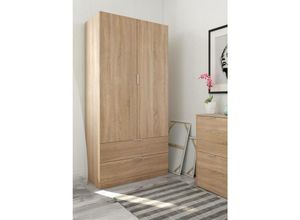 8052773794688 - Dmora - Garderobe Darest Schlafzimmerschrank mit 2 Türen und 2 Schubladen Schlafzimmermöbel mit Kleiderstange 81x52h180 cm Eiche