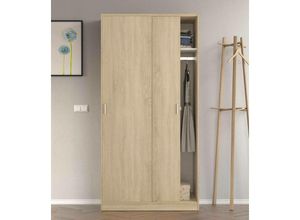 8052773794695 - Dmora - Garderobe Dgagn Schlafzimmer Kleiderschrank mit 2 Schiebetüren Schrank mit Regal und Kleiderbügelstange 100x50h200 cm Eiche