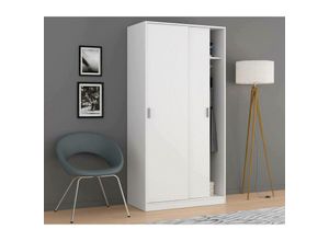 8052773794701 - Dmora - Garderobe Dgagn Schlafzimmer Kleiderschrank mit 2 Schiebetüren Schrank mit Regal und Kleiderbügelstange 100x50h200 cm Weiß