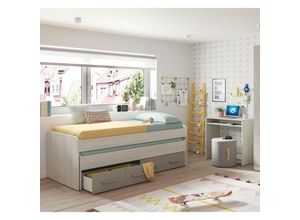 8052773794848 - Dmora - Einzelbett Spokane Bettrahmen für Schlafzimmer Einzelbett mit Ausziehbett und 4 Schubladen cm 198x96h69 Holz und Braun