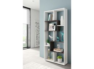 8052773794978 - Dmora - Bücherregal Ddemira Multipositions-Bücherregal mit 8 Fächern Büroregal Regal als Raumteiler 80x25h180 cm Weiß und Oxid