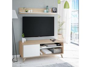 8052773795814 - TV-Ständer Dhuijse Sideboard für Wohnzimmerfernseher mit 1 Tür TV-Ständer im Wohnzimmer Design-Sideboard 135x40h50 cm Eiche - Dmora