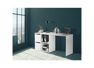 8052773796170 - Dmora - Schreibtisch Divkovi Modularer Schreibtisch mit Regal Arbeits- oder Bürotisch mit mehreren Positionen und Eckmontage 152x49h74 cm Weiß