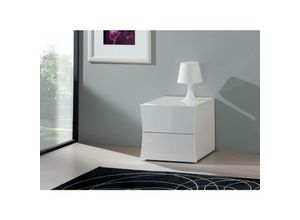 8052773805032 - Dmora - Nachttisch Dluki Nachttisch mit 2 Schubladen Schlafzimmermöbel 100% Made in Italy cm 50x40h41 glänzend weiß