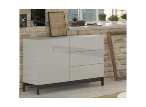 8052773805155 - Dmora - Kommode Dmazzi Küchen-Sideboard mit 1 Tür und 3 Schubladen Wohnzimmer-Buffet 100 % Made in Italy cm 110x40h47 glänzend weiß