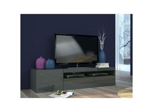 8052773807029 - Fernsehschrank Dmontù Niedriges Sideboard für Wohnzimmer Sockel für TV-Möbel 100 % Made in Italy cm 150x40h37 Anthrazit glänzend - Dmora