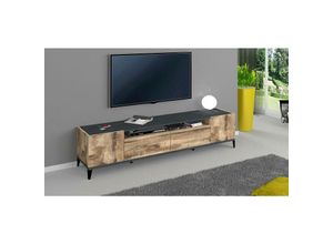 8052773807470 - Dmora - Fernsehschrank Dmaigna Niedriges Sideboard für Wohnzimmer mit 2 Türen Sockel für TV-Möbel 100 % Made in Italy cm 200x40h47 Schiefer und