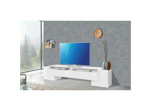 8052773807739 - Fernsehschrank Dfinard Niedriges Sideboard für Wohnzimmer Sockel für TV-Möbel 100 % Made in Italy cm 210x45h45 weiß glänzend - Dmora