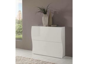 8052773807937 - Schuhschrank Dabayom Mehrzweckschrank mit 2 Klapptüren Eingangsschuhregal 100 % Made in Italy cm 101x27h82 glänzend weiß - Dmora