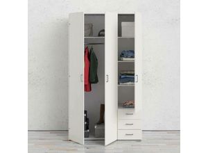 8052773810661 - Dmora - Kleiderschrank mit drei Türen und drei Schubladen Farbe Weiß Maße 115 x 200 x 49 cm