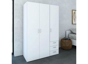 8052773810685 - Dmora - Kleiderschrank mit drei Flügeltüren und drei Schubladen Farbe Weiß Maße 115 x 175 x 49 cm