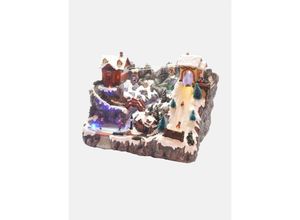 8052773819626 - Weihnachtsstatue Weihnachtsdorflandschaft Mit Rutsche Fluss Weihnachtsdekoration led-leuchten Unterwegs Giostrina 37x24x27 cm - Dmora