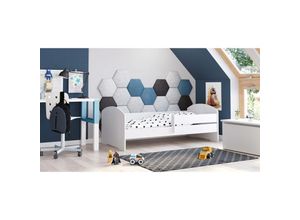 8052773821049 - Einzelbett für Kinder Kinderbett Bett mit Fallschutz mit rundem Kopfteil cm 144x78h58 Farbe Weiß - Dmora