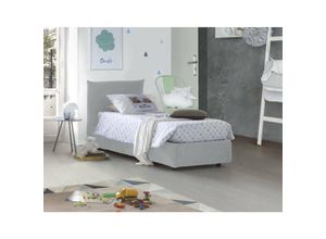 8052773840606 - Talamo Italia - Dmora - Einzelbett Dbut Containerbett mit Stoffbespannung 100% Made in Italy Frontöffnung inklusive Matratze 80x190 cm Weiß