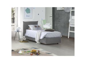 8052773840620 - Talamo Italia - Dmora - Einzelbett Dbut Containerbett mit Stoffbespannung 100% Made in Italy Frontöffnung inklusive Matratze 80x190 cm Grau