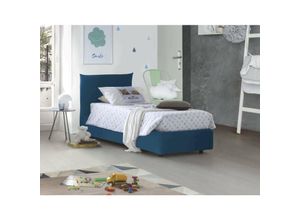 8052773840668 - Dmora - Einzelbett Dborbe Containerbett mit Stoffbespannung 100% Made in Italy Seitliche Öffnung inklusive Matratze 80x190 cm Blau