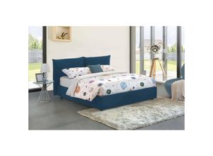 8052773848572 - Talamo Italia - Dmora - Doppelbett Dbrekal Containerbett mit Stoffbespannung 100% Made in Italy Frontöffnung inklusive Matratze 160x190 cm Blau