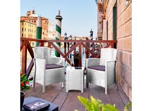 8052773850636 - Lounge-Set für den Außenbereich Dfre Gartenset mit Kissen Lounge-Set für den Innenbereich in Rattan-Optik 100 % Made in Italy Weiß - Dmora