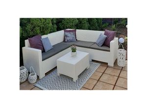 8052773850834 - Lounge-Set für den Außenbereich Eris Gartenset mit Kissen Lounge-Set für den Innenbereich in Rattan-Optik 100 % Made in Italy Weiß - Dmora