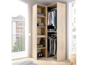 8052773871419 - Kleiderschrank Bernina Struktur für begehbaren Eckschrank Offene Eckgarderobe 79x88h186 cm Eiche - Dmora