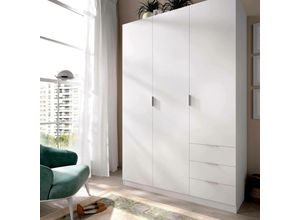 8052773871457 - Kleiderschrank Cimone Garderobe für Schlafzimmer Kleiderschrank mit 3 Flügeltüren und 3 Schubladen 121x52h184 cm Weiß - Dmora