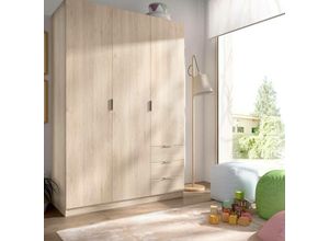 8052773871464 - Dmora - Kleiderschrank Cimone Garderobe für Schlafzimmer Kleiderschrank mit 3 Flügeltüren und 3 Schubladen 121x52h184 cm Eiche