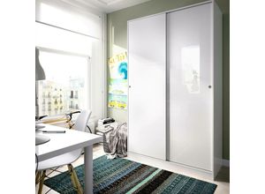 8052773871518 - Kleiderschrank Denali Garderobe für Schlafzimmer Kleiderschrank mit 2 Schiebetüren 120x50h204 cm Weiß - Dmora