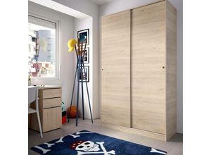 8052773871525 - Kleiderschrank Denali Garderobe für Schlafzimmer Kleiderschrank mit 2 Schiebetüren 120x50h204 cm Eiche - Dmora