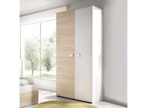 8052773871594 - Kleiderschrank Jungfrau Garderobe für Schlafzimmer Kleiderschrank mit 2 Flügeltüren 90x52h205 cm Eiche und Weiß - Dmora