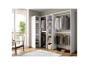 8052773875356 - Kleiderschrank Dmagrin Struktur für begehbaren Eckschrank offene Eckgarderobe 228 x 79 x 187 cm Weiß - Dmora