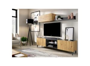 8052773876308 - Wohnwand Dfuse TV-Ständer-Wohnzimmerset Mehrzweck-Wohnzimmermöbel 182x35h180 cm Node Oak und Anthrazit - Dmora