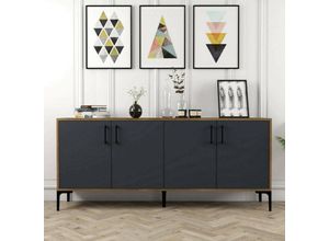 8052773905589 - Kommode Orionis Wohnzimmerbuffet Wohnzimmer-Sideboard Moderne Küchen-Speisekammer 180x35h78 cm Walnuss und Anthrazit mit verstärkter Verpackung