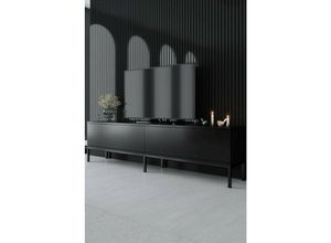 8052773908016 - Fernsehschrank Regulus Ständer für Wohnzimmerfernseher Niedriges Wohnzimmer-Sideboard TV-Ständerbasis 180x30h47 cm Schwarz mit verstärkter