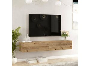 8052773908429 - Dmora - Fernsehschrank Thebe Ständer für Wohnzimmerfernseher Niedriges Wohnzimmer-Sideboard TV-Ständerbasis 180x32h30 cm Eiche mit verstärkter