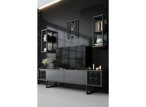 8052773909037 - Dmora - Fernsehschrank Kaus Ständer für Wohnzimmerfernseher Niedriges Wohnzimmer-Sideboard TV-Ständerbasis 180x30h48 cm Anthrazit und Schwarz