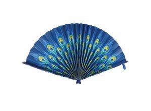 8052783613719 - Fiesta And Siesta - Folding Paper Fan - Peacock