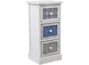 8052787040368 - Mobili Rebecca - Rebecca Mobili Kommode Schrank 3 Schubladen Holz Weiß Grau Blau 595x30x25