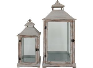 8052787042218 - Mobili Rebecca - Rebecca Mobili 2er Set Dekolaternen Kerzenhalter Pvc Metall Holz 72x32x27