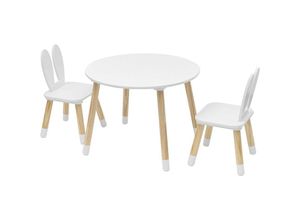 8052787048128 - Mobili Rebecca - Rebecca Mobili Kindertischset mit 2 Stühlen Weiß Braun mdf Kindertisch für Kinderzimmer