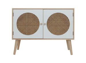 8052787048173 - Rebecca Mobili Niedriger TV-Ständer Mehrzweck-Sideboard mit 2 weißen braunen Holztüren