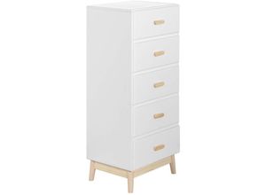 8052787049378 - Mobili Rebecca - Kommode Myristica 115x50x40 mdf Kiefer Weiß Braun Skandinavisch Zu Montieren