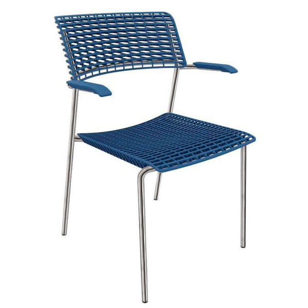 8052877357321 - Besucherstuhl Cell blau   chrom mit Armlehnen 4-Fuß-Gestell 8052877357321 Quadrifoglio