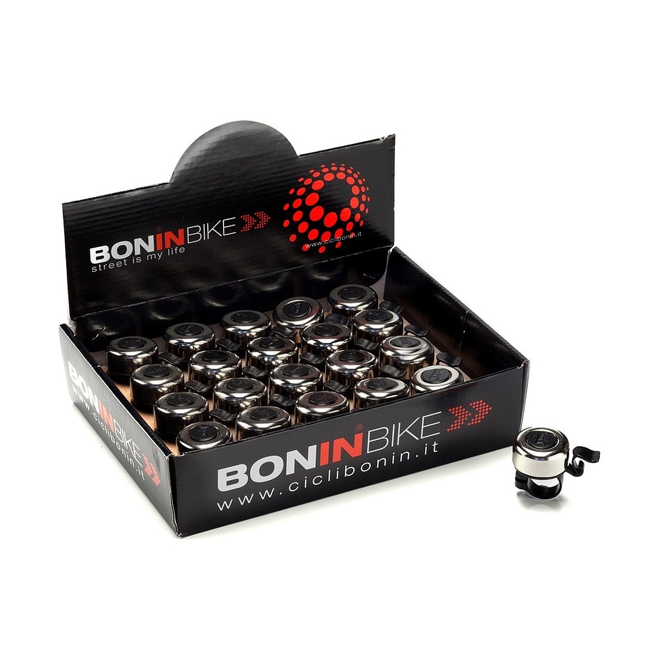 8053329961974 - Fahrradklingel Ding-Dong 38mm Chrom Stahl 20 Stk