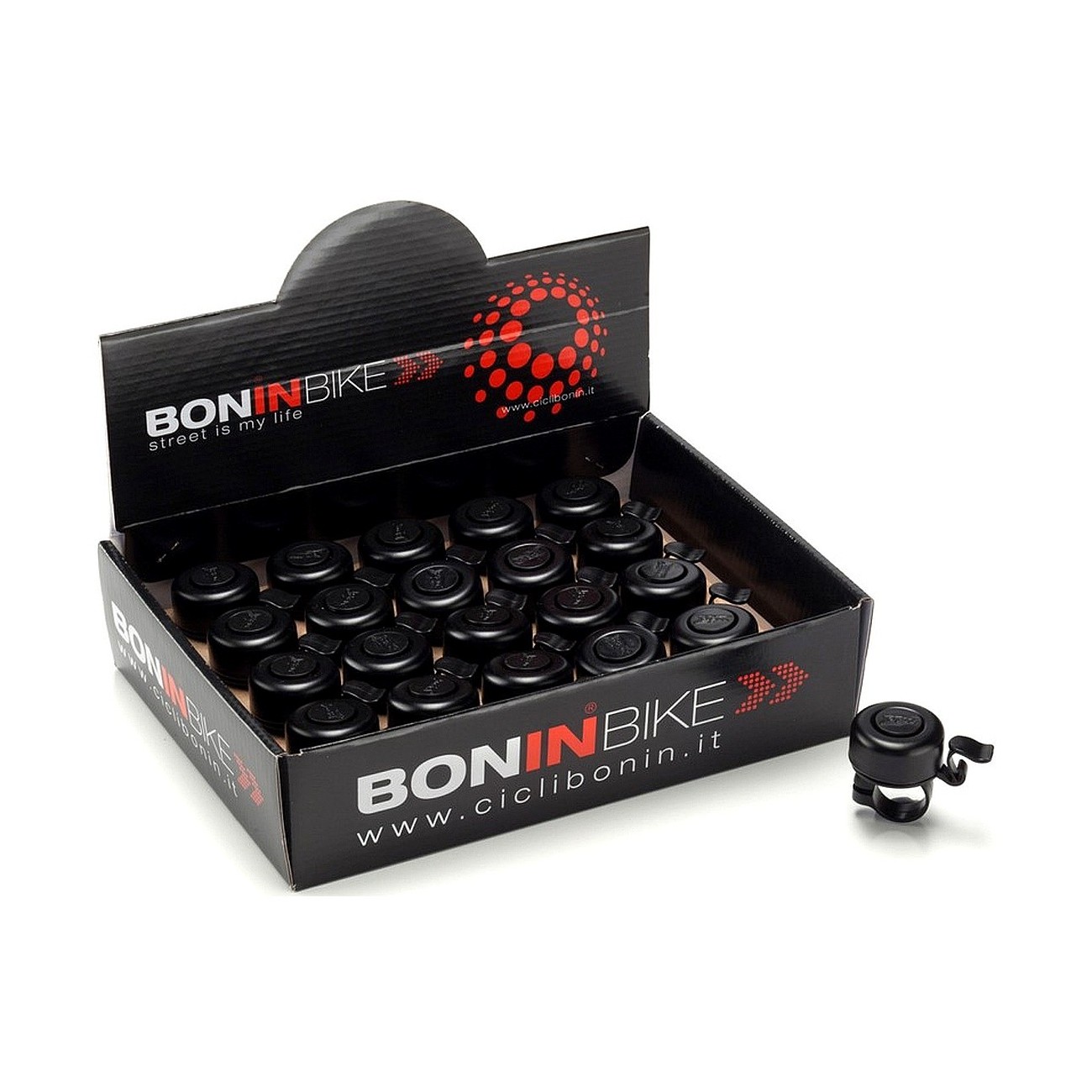 8053329961981 - Fahrradklingel Ding-Dong 38mm Schwarz Stahl 20 Stk