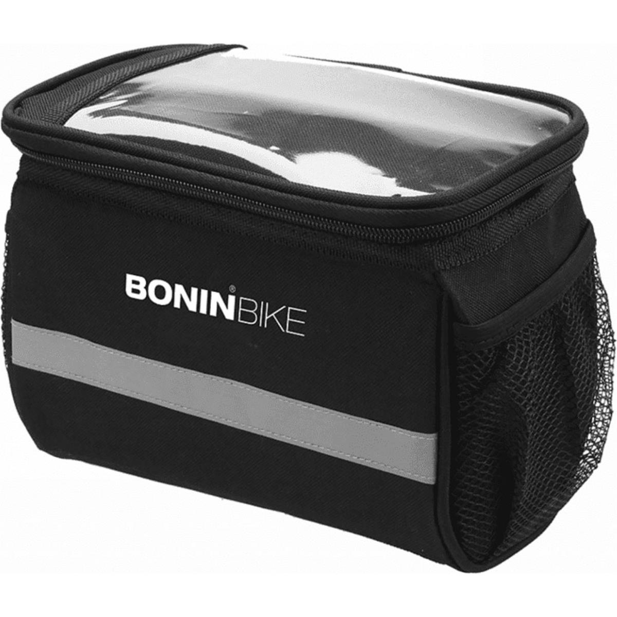 8053329967709 - Boninbike Lenkertasche 35L Schwarz mit Klettverschluss Smartphonehalterung und Seitentaschen