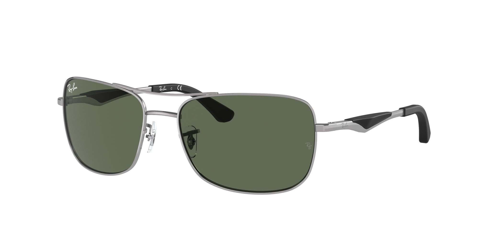 8053672189148 - Herren RB3515  004 71 Gläser SONNENBRILLEN Stahl Gunmetal Verde Squadrata Normale