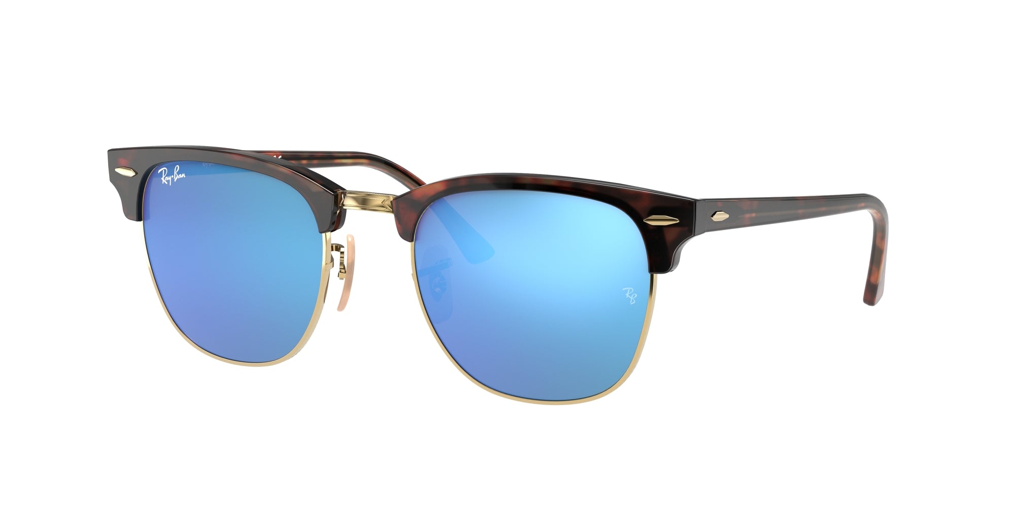 8053672226966 - Unisex RB3016 CLUBMASTER 114517 Gläser SONNENBRILLEN Acetat Schildkröte Blau Quadratisch Normal Flash